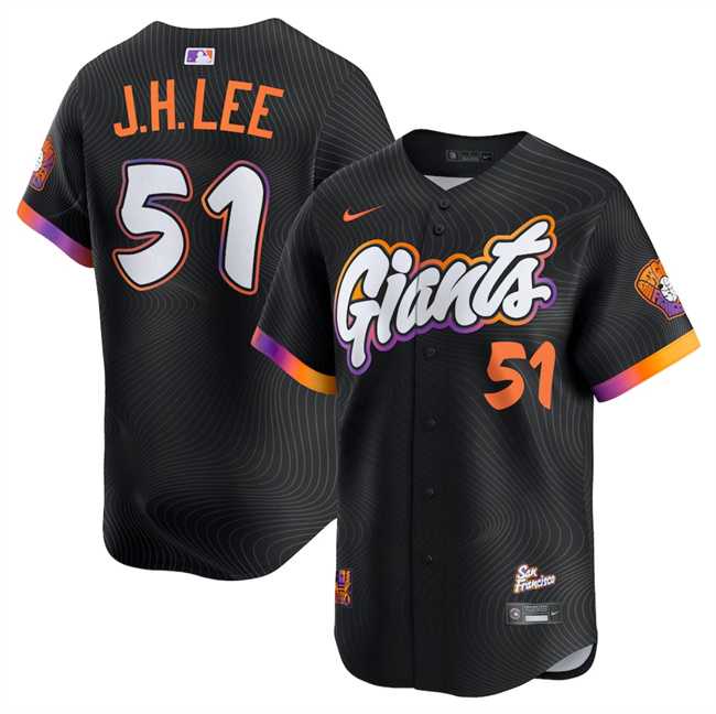 Mens San Francisco Giants #51 Jung Hoo Lee Anthracite 2025 City Connect Limited Stitched Jersey Dzhi->san francisco giants->MLB Jersey